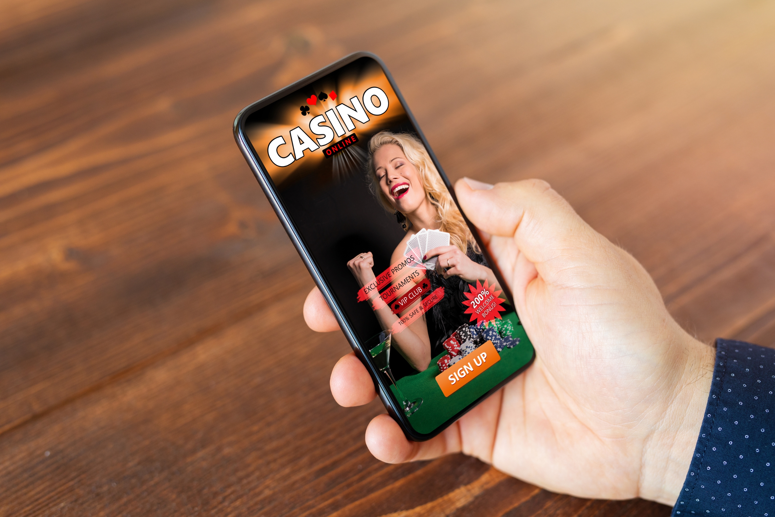 Person Viewing Online Casino on Smartphone